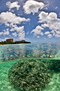 View of Hilton from Tumon Bay: Zen Mini Dome Over/Under t... by Tony Cherbas 